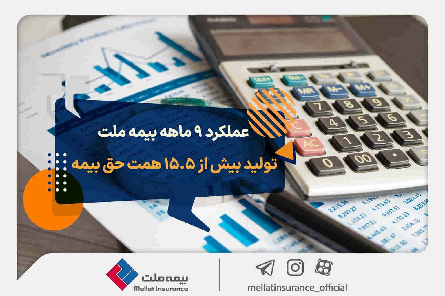 عملکرد ۹ ماهه بیمه ملت؛ تولید بیش از ۱۵.۵ همت حق بیمه