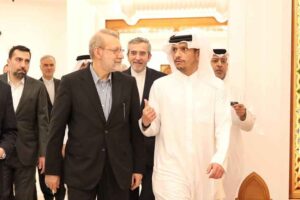 قطر: لاریجانی و آل ثانی درباره مذاکرات ایران و آمریکا گفت‌وگو کردند