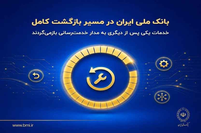 بانک ملی ایران در مسیر بازگشت کامل؛ خدمات یکی پس از دیگری به مدار خدمت‌رسانی بازمی‌گردند